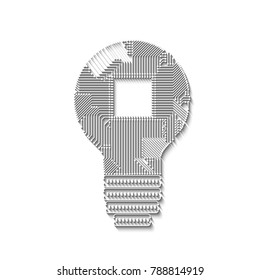 Light bulb idea icon with circuit board inside