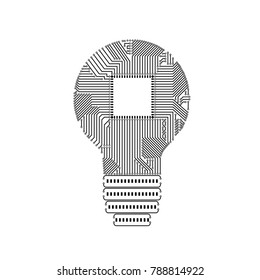 Light bulb idea icon with circuit board inside