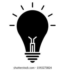 Light bulb idea icon design. Idea concept icon in trendy silhouette style design. Vector illustration.