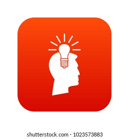 Light bulb idea icon digital red for any design isolated on white vector illustration