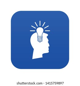 Light bulb idea icon digital blue for any design isolated on white vector illustration