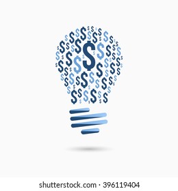 Light bulb idea icon with dollar symbol inside. Business concept.