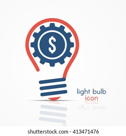 Light bulb idea icon with dollar sign inside. 