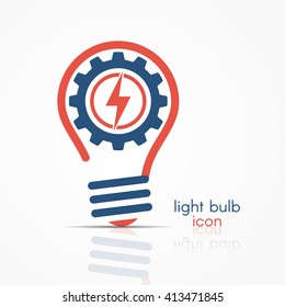 Light bulb idea icon with electricity sign inside.