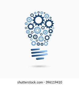 Light bulb idea icon with gears inside. Business concept.