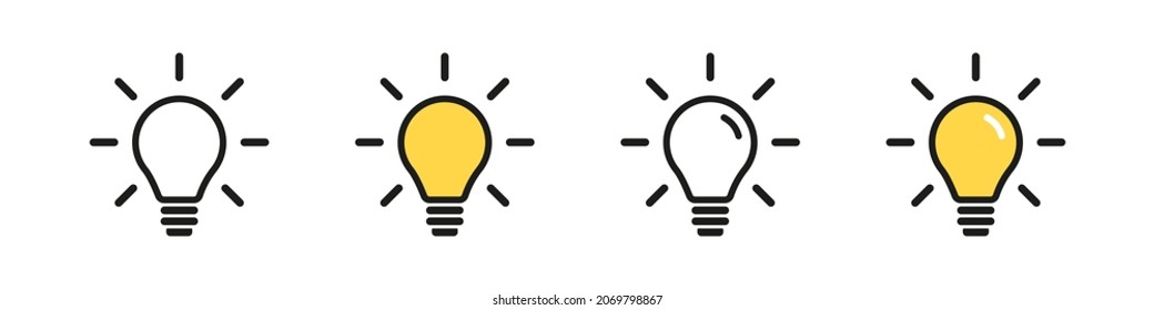 Light bulb idea icon. Lamp lightbulb vector sign. Isolated idea lamp bulb line simple creative symbol. 