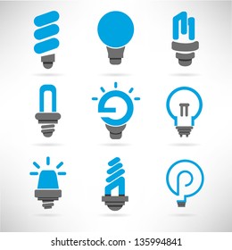 light bulb and idea icon set, vector