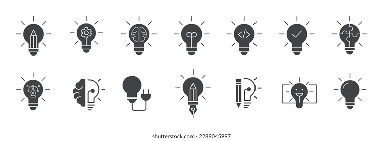 Light Bulb Idea icon set, vector lightbulb creativity concept