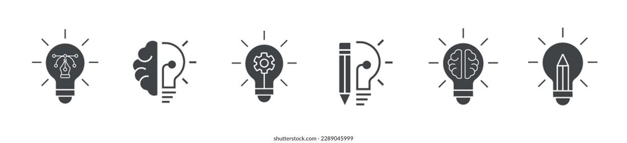Light Bulb Idea icon set, vector lightbulb creativity concept