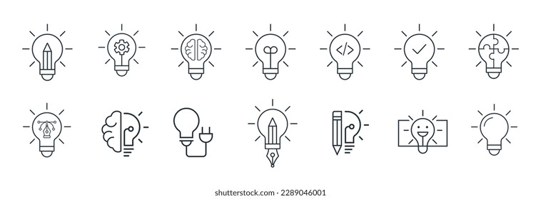 Light Bulb Idea icon set, vector lightbulb creativity concept