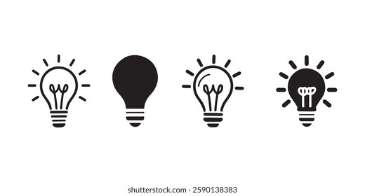 light bulb idea icon set vector isolated on white background