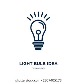 light bulb idea icon from technology collection. Thin linear light bulb idea, bulb, light outline icon isolated on white background. Line vector light bulb idea sign, symbol for web and mobile