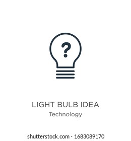 Light bulb idea icon. Thin linear light bulb idea outline icon isolated on white background from technology collection. Line vector sign, symbol for web and mobile