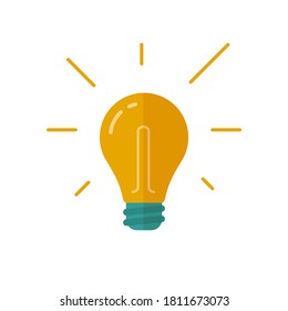 Light bulb idea icon vector flat cartoon, lightbulb electric lamp isolated