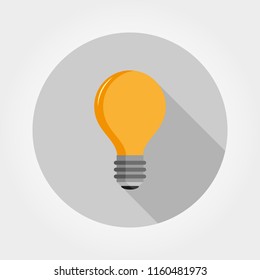 Light bulb. Idea. Icon for web and mobile application. Vector illustration of a button with a long shadow. Flat design style.