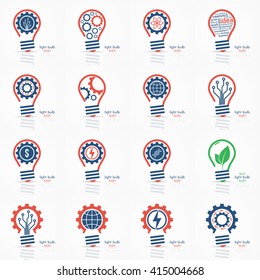 Light bulb idea icons set. Vector illustration.