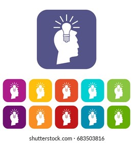Light bulb idea icons set