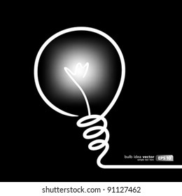 Light bulb idea illustration, black and white