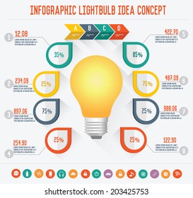 Light bulb Idea Infographic Business Concept on white background,vector