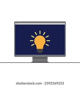 Light Bulb Idea Innovation Symbol on Computer Screen for Creativity and Business Inspiration