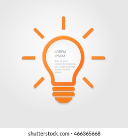Light bulb idea inspiration concept. Lighted lamp. Solution sign. Template background for your creative design, print, booklet, brochure, website, Web, mobile app. Vector illustration.