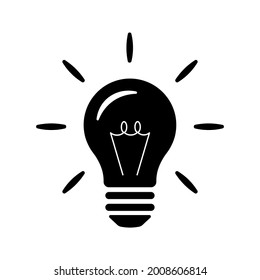 Light bulb or idea and inspiration simple icon Electric light energy concept