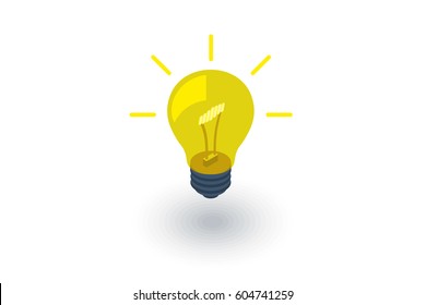 light bulb, idea isometric flat icon. 3d vector colorful illustration. Pictogram isolated on white background