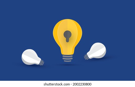Light bulb idea with keyhole, Intellectual property, Business problem, Concept inspiration business