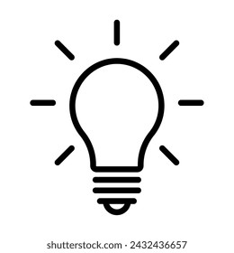 bombilla de luz, idea, vector de icono de contorno de lámpara. eps 10