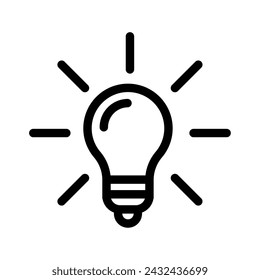 bombilla de luz, idea, vector de icono de contorno de lámpara. eps 10