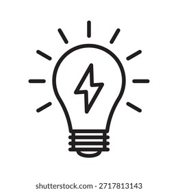 Light Bulb Idea Line Icon. Idea Symbol. Lamp and Lightning Icon.