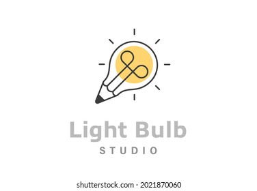 Light bulb idea line logo creative design.
