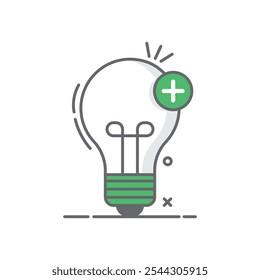 light bulb idea, linear icon isolated white background