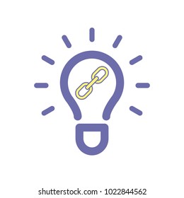 Light bulb idea link icon. Vector illustration