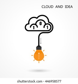 Light Bulb Idea Logo and Cloud Logo Vector Design Template.Computer and data transfer Logo. Business,Education and Technology logo concept.Vector illustration