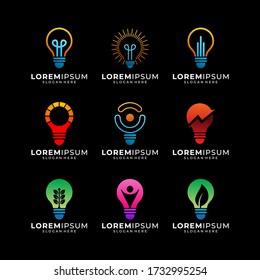Glühbirne, Licht , Logo-Design-Set