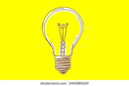 Light bulb with idea in one continuous line drawing. Brainstorm symbol and creative mind concept in simple linear style. Editable stroke. Doodle Vector illustration