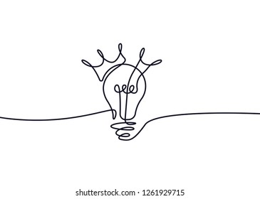 Light Bulb, Idea One line illustration