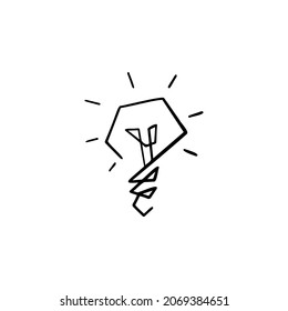 light bulb, light, idea one line vector illustration art hand draw