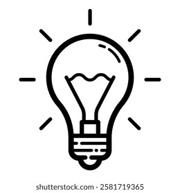 Light Bulb Idea Outline Icon Isolated On White Background