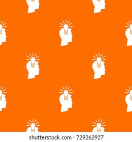Light bulb idea pattern repeat seamless in orange color for any design. Vector geometric illustration