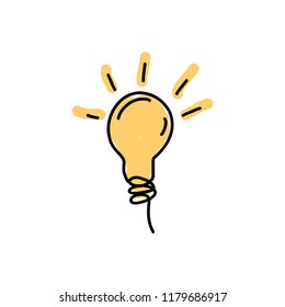 Light bulb. Idea. Plan. Hand drawing. For design. Icon.