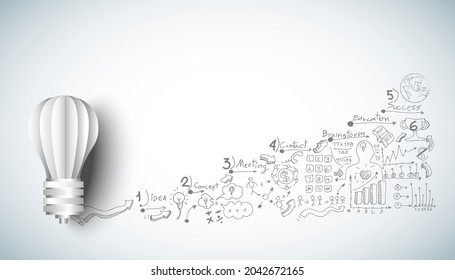 Luz bombilla Idea. plan pensar analizar el negocio creativo de inicio. ilustración Creatividad moderna plantilla de Infografía del vector de concepto.