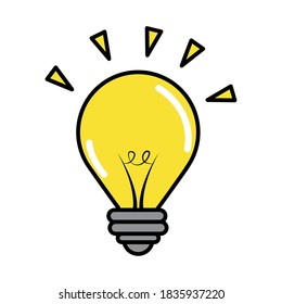 light bulb idea pop art comic style, flat icon vector illustration