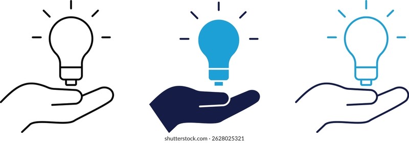 Light bulb, idea, solution, thinking, creativity, innovation, brainstorming, mind, logic, and planning—this flat icon set represents problem-solving and creative thinking