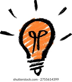 Light Bulb Idea Symbol Crayon Chalk Drawing Vector
