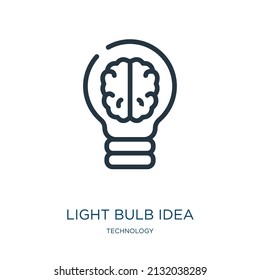 light bulb idea thin line icon. idea, energy linear icons from technology concept isolated outline sign. Vector illustration symbol element for web design and apps.