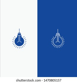 Light, Bulb, Idea, Tips, Suggestion Line and Glyph Solid icon Blue banner Line and Glyph Solid icon Blue banner. Vector Icon Template background