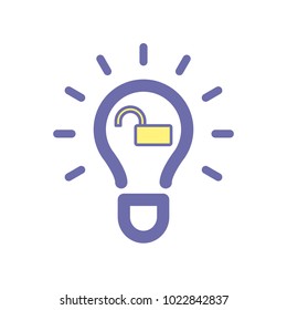 Light bulb idea unlock icon. Vector illustration