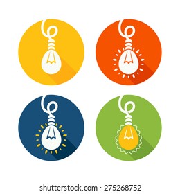 Light bulb and idea. Vector design element. Flat icon.